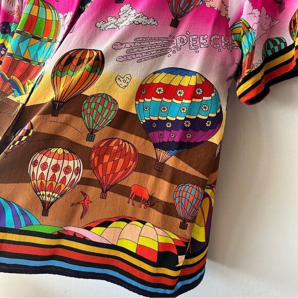 Peech Silk Colourful Hot Air Balloon Short sleeve Shirt - Picture 4 of 14